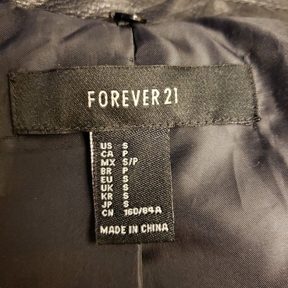 Forever21 Favorite Moto Jacket Black Faux Leather - Picture 6 of 9